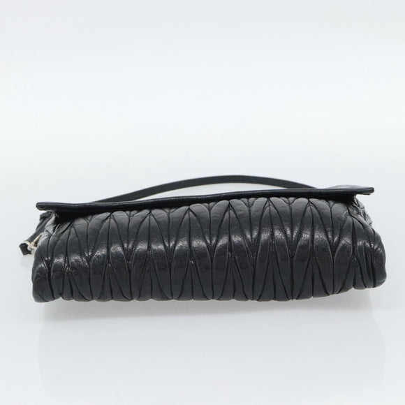 Miu Miu Matelasse Shoulder Bag Leather Black Silver Auth 188469SAM