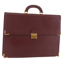 CARTIER Must Line Business Bag Leather Bordeaux Gold Auth 188470A-1