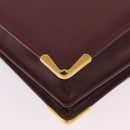 CARTIER Must Line Business Bag Leather Bordeaux Gold Auth 188470A-10