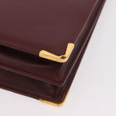 CARTIER Must Line Business Bag Leather Bordeaux Gold Auth 188470A-11