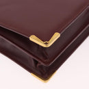 CARTIER Must Line Business Bag Leather Bordeaux Gold Auth 188470A-12