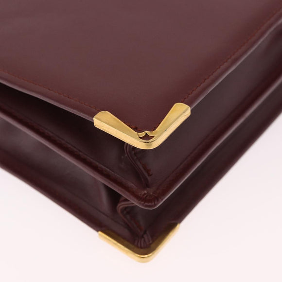 CARTIER Must Line Business Bag Leather Bordeaux Gold Auth 188470A