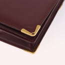 CARTIER Must Line Business Bag Leather Bordeaux Gold Auth 188470A-13