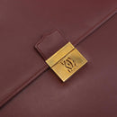 CARTIER Must Line Business Bag Leather Bordeaux Gold Auth 188470A-14