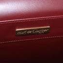 CARTIER Must Line Business Bag Leather Bordeaux Gold Auth 188470A-16