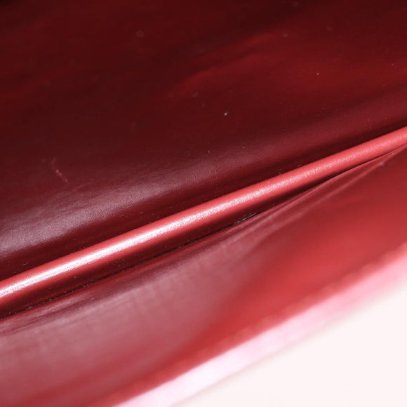 CARTIER Must Line Business Bag Leather Bordeaux Gold Auth 188470A