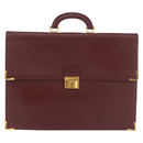 CARTIER Must Line Business Bag Leather Bordeaux Gold Auth 188470A-2