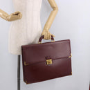 CARTIER Must Line Business Bag Leather Bordeaux Gold Auth 188470A-23