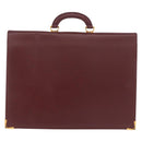 CARTIER Must Line Business Bag Leather Bordeaux Gold Auth 188470A-3