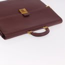 CARTIER Must Line Business Bag Leather Bordeaux Gold Auth 188470A-6