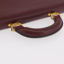 CARTIER Must Line Business Bag Leather Bordeaux Gold Auth 188470A-7
