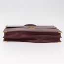 CARTIER Must Line Business Bag Leather Bordeaux Gold Auth 188470A-9
