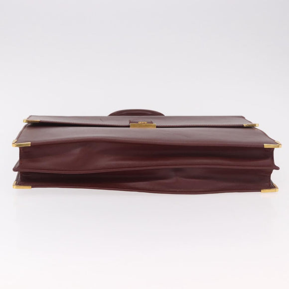 CARTIER Must Line Business Bag Leather Bordeaux Gold Auth 188470A
