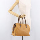 LOEWE Anagram Hand Bag Leather Yellow Gold Auth 188471A-24