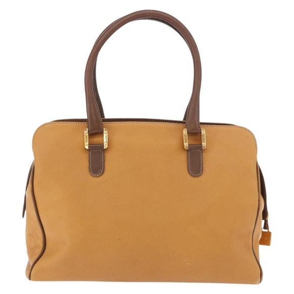 LOEWE Anagram Hand Bag Leather Yellow Gold Auth 188471A