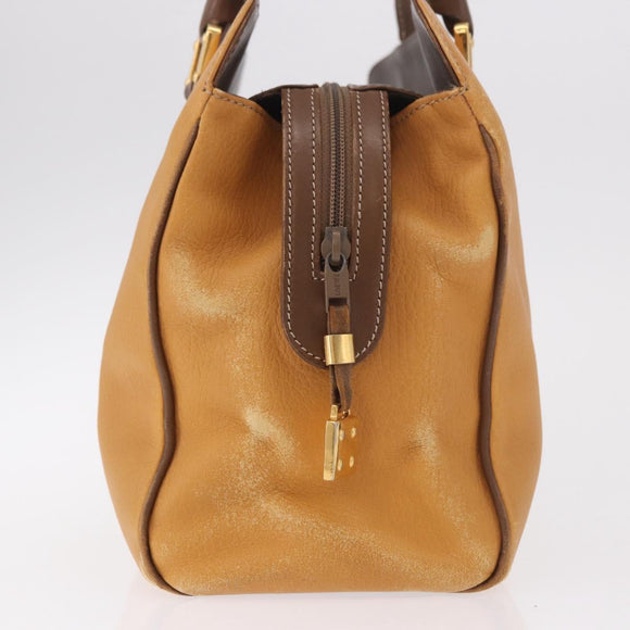 LOEWE Anagram Hand Bag Leather Yellow Gold Auth 188471A