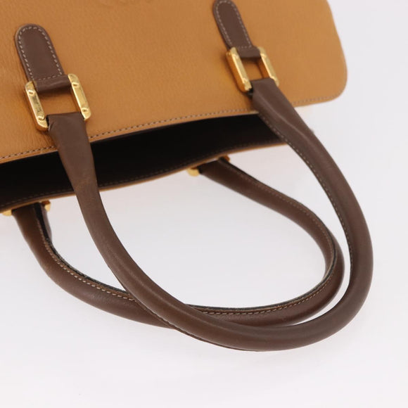 LOEWE Anagram Hand Bag Leather Yellow Gold Auth 188471A