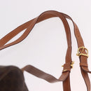 CELINE Macadam Canvas Backpack PVC Leather Brown Gold Auth 188472V-15