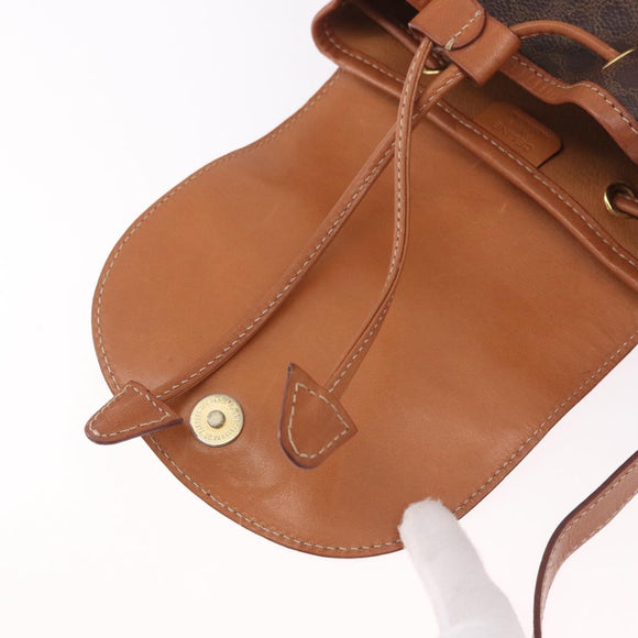 CELINE Macadam Canvas Backpack PVC Leather Brown Gold Auth 188472V