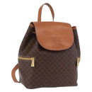 CELINE Macadam Canvas Backpack PVC Leather Brown Gold Auth 188472V-1