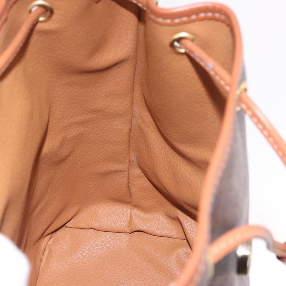 CELINE Macadam Canvas Backpack PVC Leather Brown Gold Auth 188472V