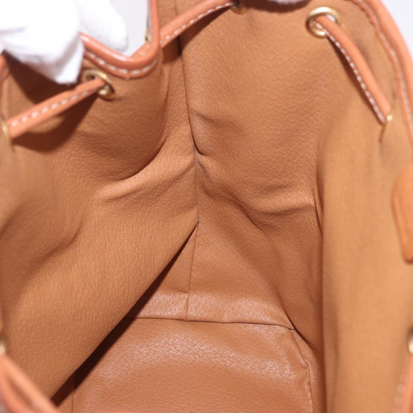 CELINE Macadam Canvas Backpack PVC Leather Brown Gold Auth 188472V