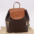 CELINE Macadam Canvas Backpack PVC Leather Brown Gold Auth 188472V-12