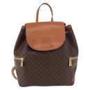 CELINE Macadam Canvas Backpack PVC Leather Brown Gold Auth 188472V-13