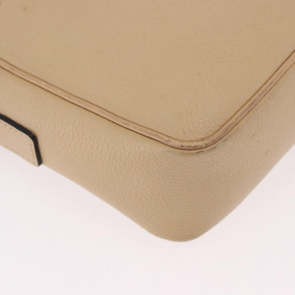 CELINE Shoulder Bag Leather Beige Gold Auth 188477