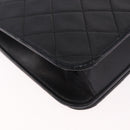 CHANEL Matelasse Single Flap Chain Bag Lamb Skin Black Gold CC Auth 188478-16