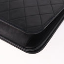 CHANEL Matelasse Single Flap Chain Bag Lamb Skin Black Gold CC Auth 188478-17