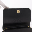 CHANEL Matelasse Single Flap Chain Bag Lamb Skin Black Gold CC Auth 188478-20