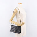 CHANEL Matelasse Single Flap Chain Bag Lamb Skin Black Gold CC Auth 188478-26