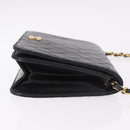 CHANEL Matelasse Single Flap Chain Bag Lamb Skin Black Gold CC Auth 188478-3