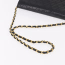 CHANEL Matelasse Single Flap Chain Bag Lamb Skin Black Gold CC Auth 188478-7