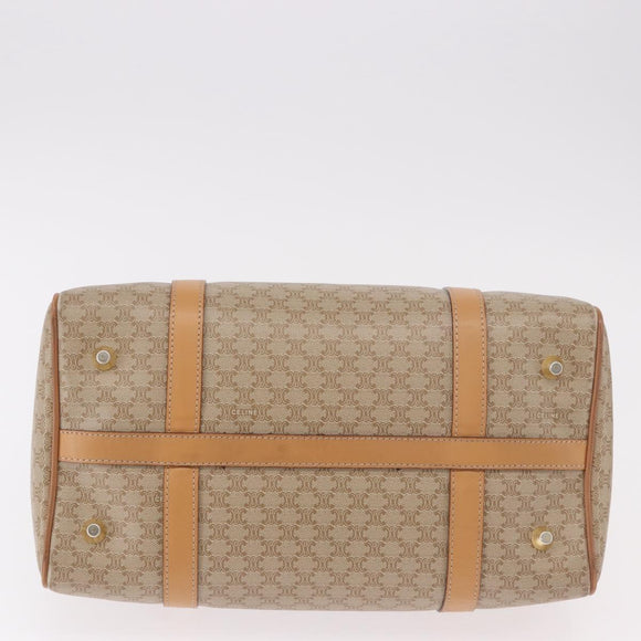 CELINE Macadam Canvas Boston Bag PVC Beige Gold Auth 188481V