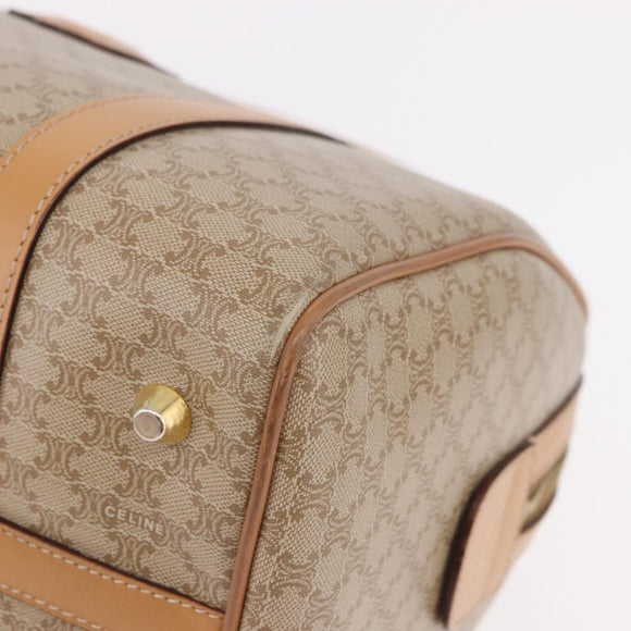 CELINE Macadam Canvas Boston Bag PVC Beige Gold Auth 188481V