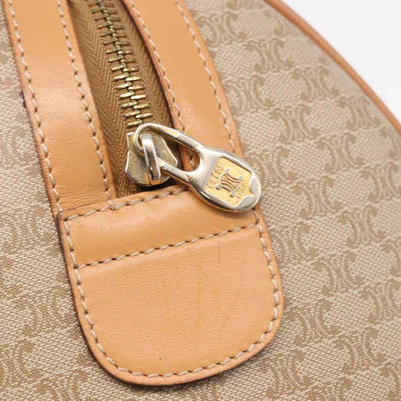 CELINE Macadam Canvas Boston Bag PVC Beige Gold Auth 188481V