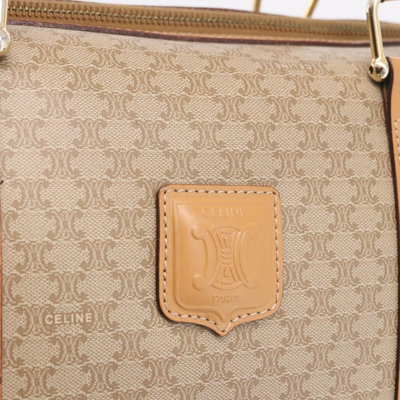 CELINE Macadam Canvas Boston Bag PVC Beige Gold Auth 188481V