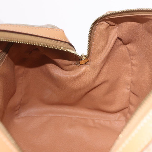 CELINE Macadam Canvas Boston Bag PVC Beige Gold Auth 188481V