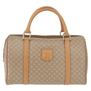 CELINE Macadam Canvas Boston Bag PVC Beige Gold Auth 188481V-13