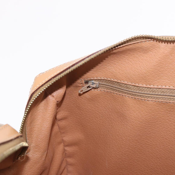 CELINE Macadam Canvas Boston Tas PVC Beige Goud Auth 188481V