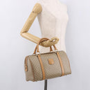 CELINE Macadam Canvas Boston Bag PVC Beige Gold Auth 188481V-24