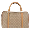 CELINE Macadam Canvas Boston Bag PVC Beige Gold Auth 188481V-2