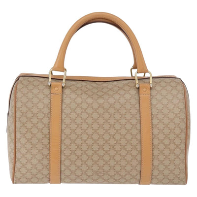 CELINE Macadam Canvas Boston Bag PVC Beige Gold Auth 188481V - 0