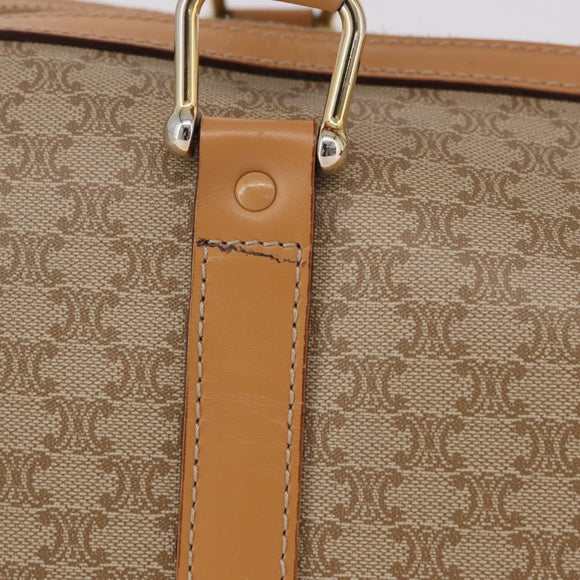CELINE Macadam Canvas Boston Bag PVC Beige Gold Auth 188481V