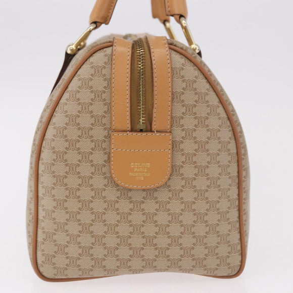 CELINE Macadam Canvas Boston Tas PVC Beige Goud Auth 188481V