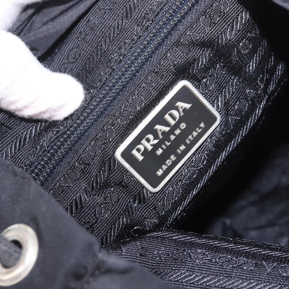 PRADA Backpack Nylon Black Silver Auth 188482