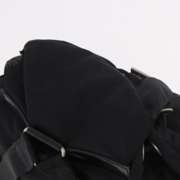 PRADA Backpack Nylon Black Silver Auth 188482