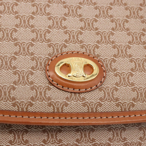 CELINE Macadam Canvas Tote Bag PVC Beige Gold Auth 188484A